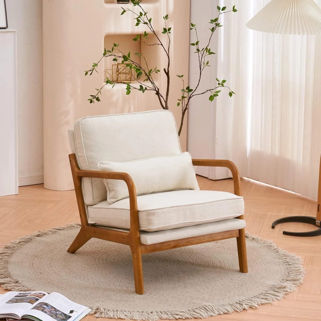 Karl Home Accent Chair Beige with Pillow