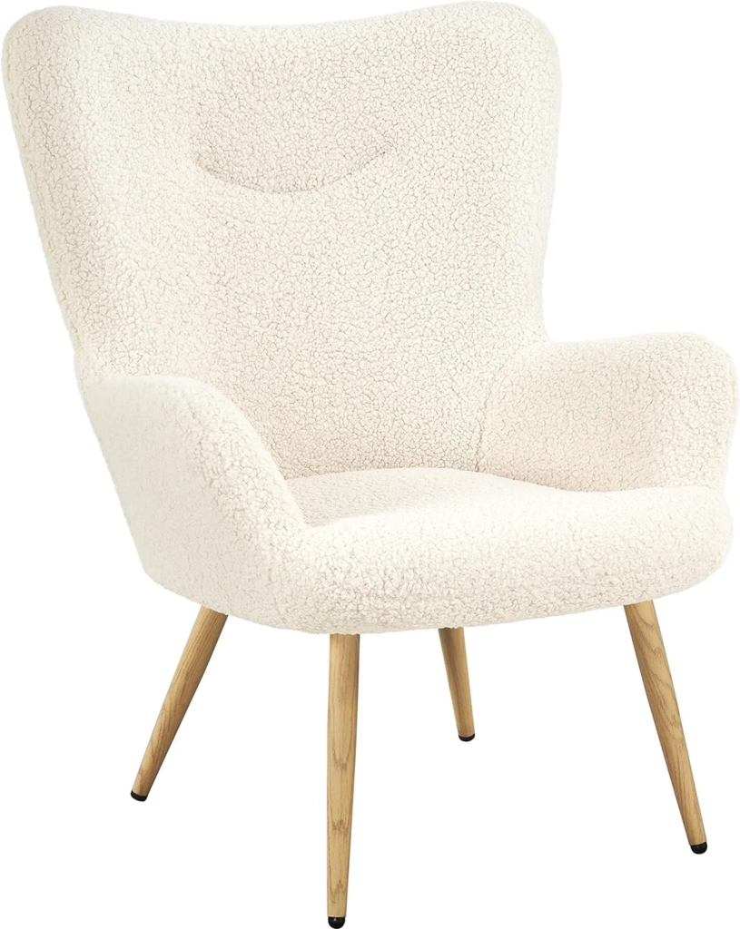 Yaheetech Boucle Accent Chair Ivory