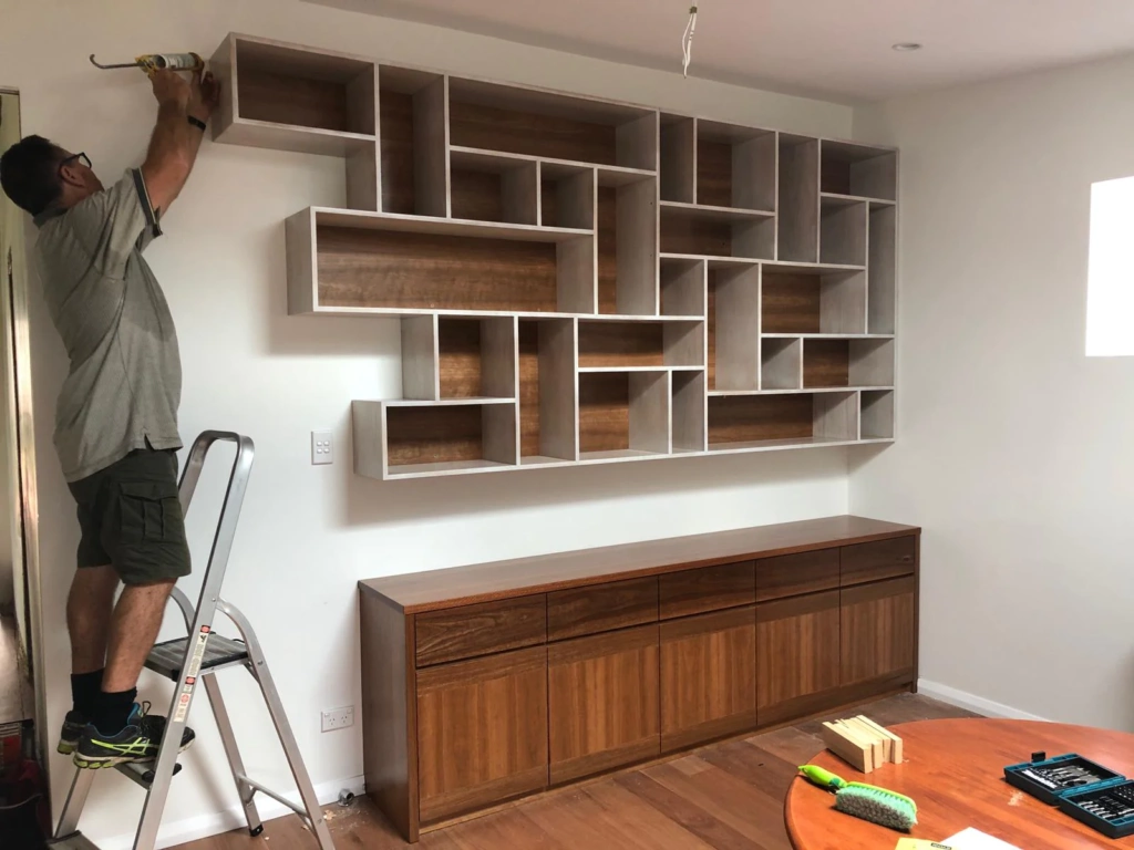 wood shelves